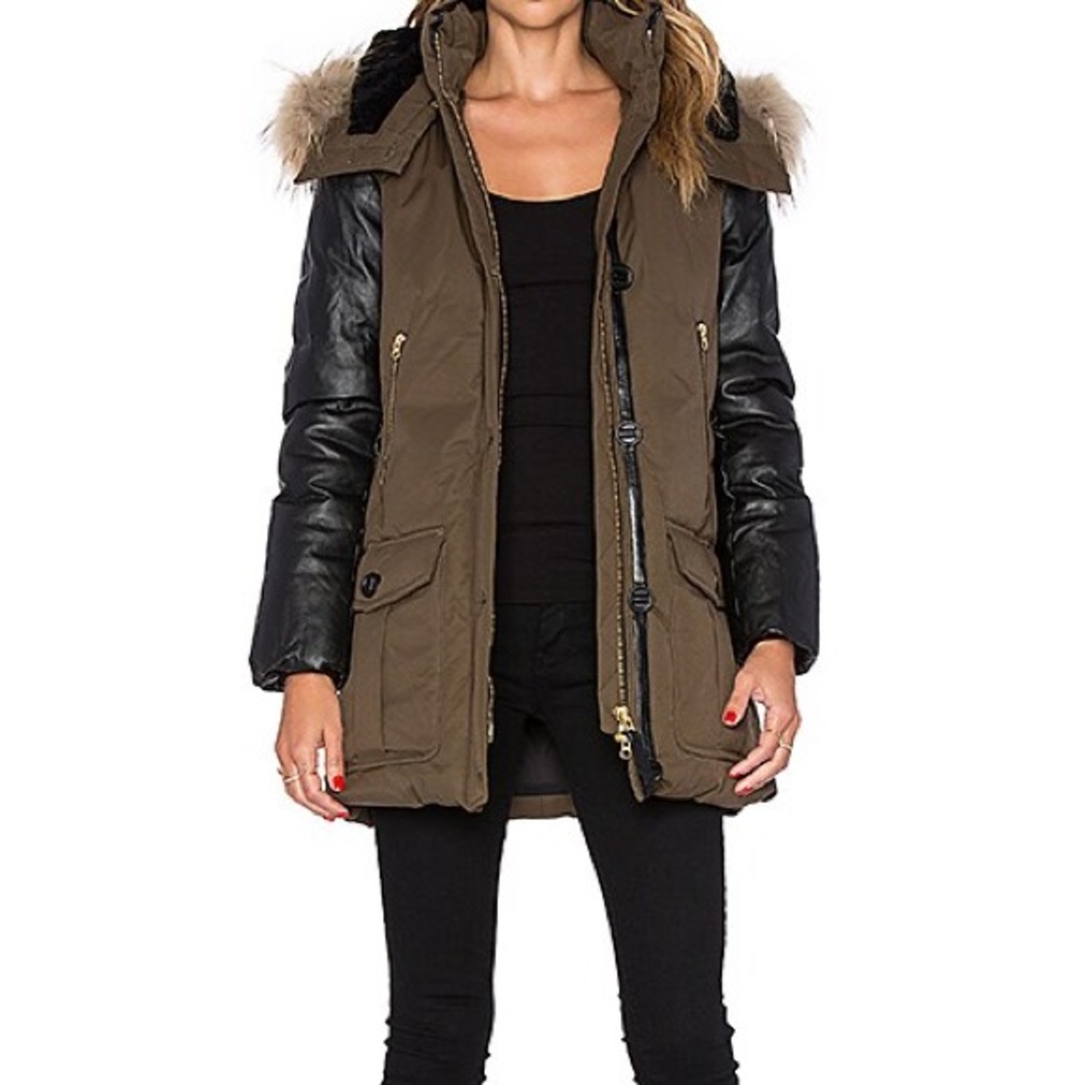 Cynthia Leather Sleeved Down Parka